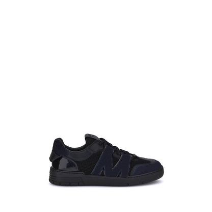 Premium Leather and Mesh Athletic Sneakers - Black