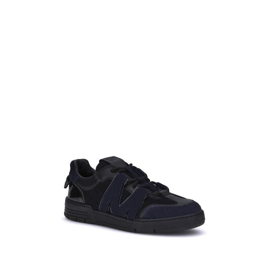Premium Leather and Mesh Athletic Sneakers - Black