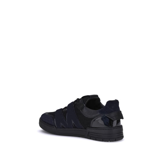 Premium Leather and Mesh Athletic Sneakers - Black