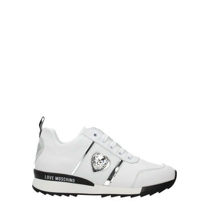 Love Moschino White Leather Low-Top Sneakers