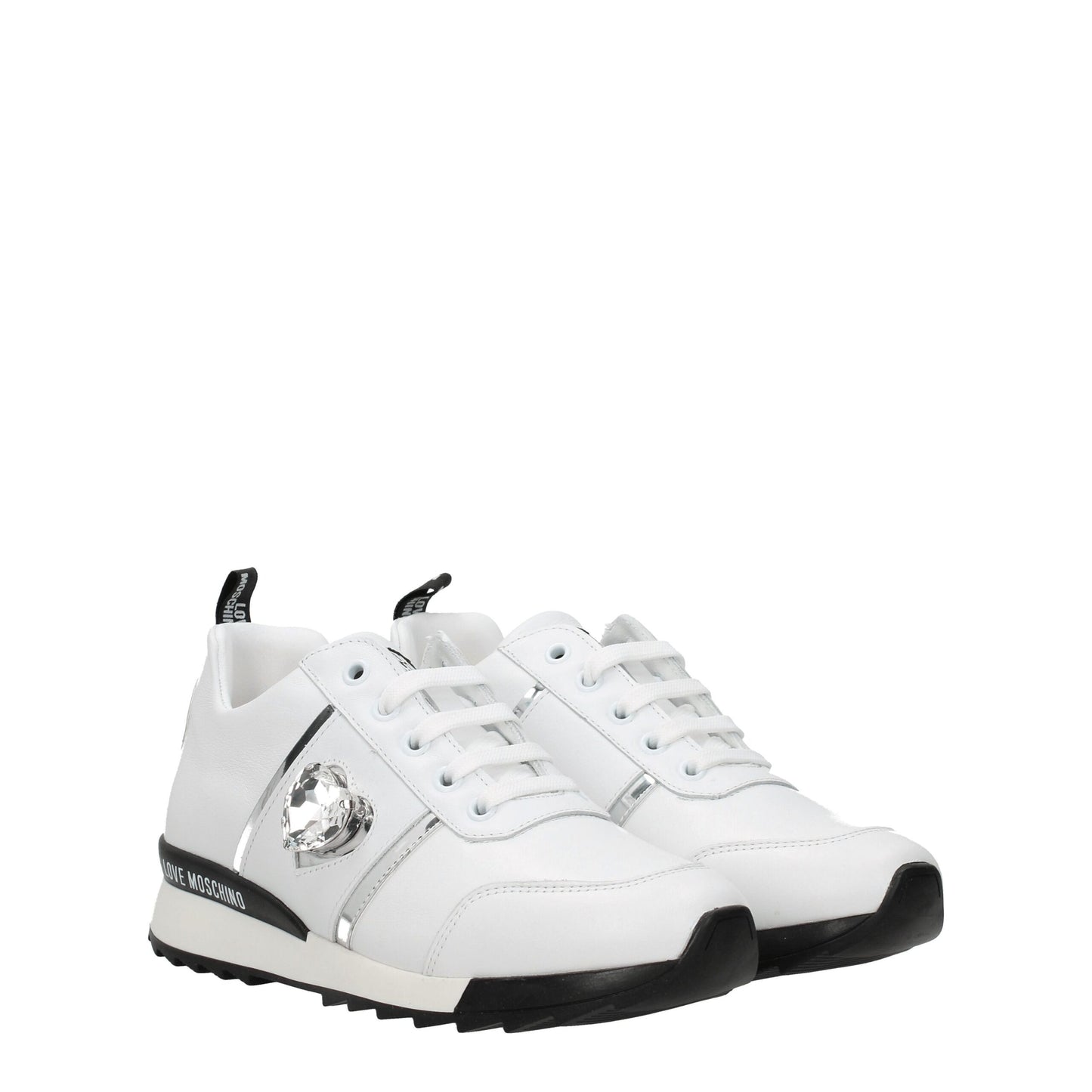 Love Moschino White Leather Low-Top Sneakers