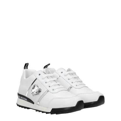 Love Moschino White Leather Low-Top Sneakers