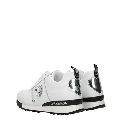 Love Moschino White Leather Low-Top Sneakers