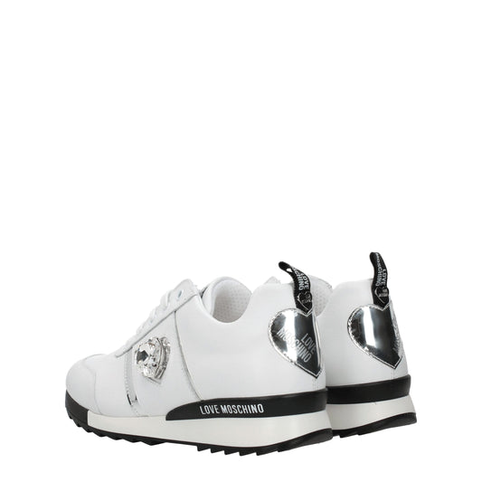 Love Moschino White Leather Low-Top Sneakers