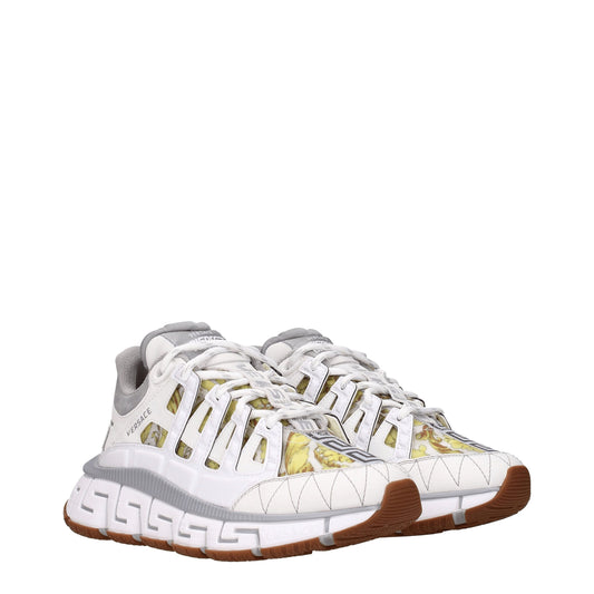White Leather Athletic Sneakers with Logo Details