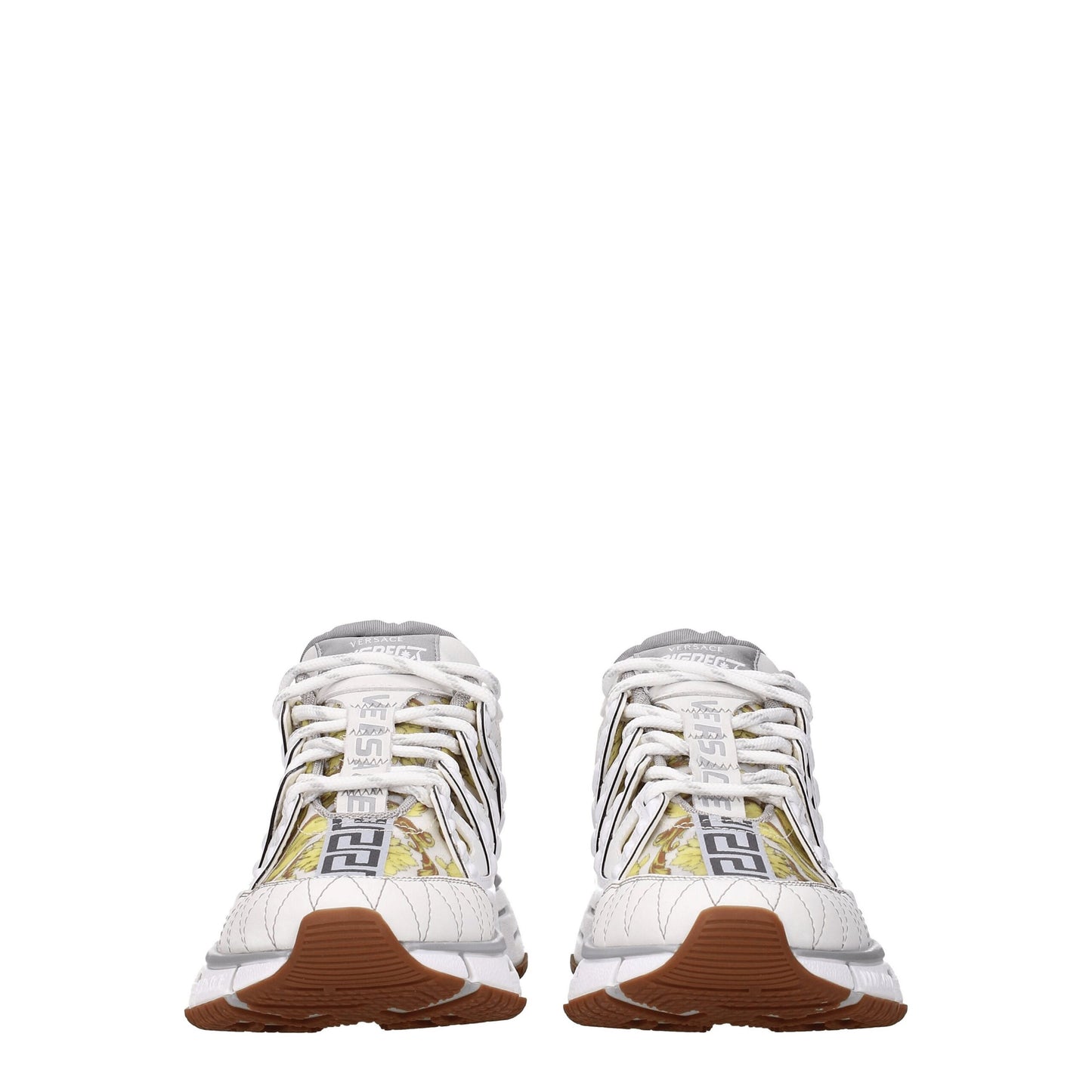 White Leather Athletic Sneakers with Logo Details