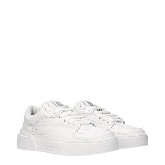 Dolce &amp; Gabbana White Leather Low-Top Sneakers