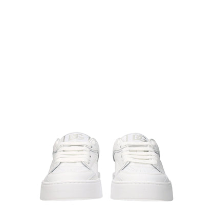 Dolce &amp; Gabbana White Leather Low-Top Sneakers