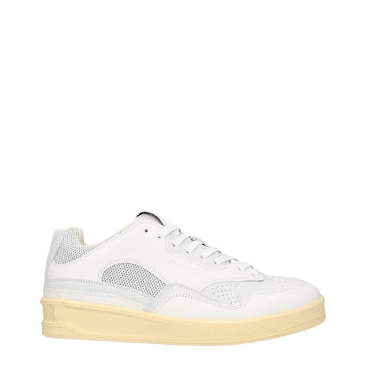 Jil Sander White Leather Low-Top Sneakers
