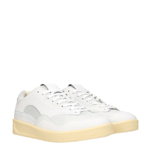 Jil Sander White Leather Low-Top Sneakers