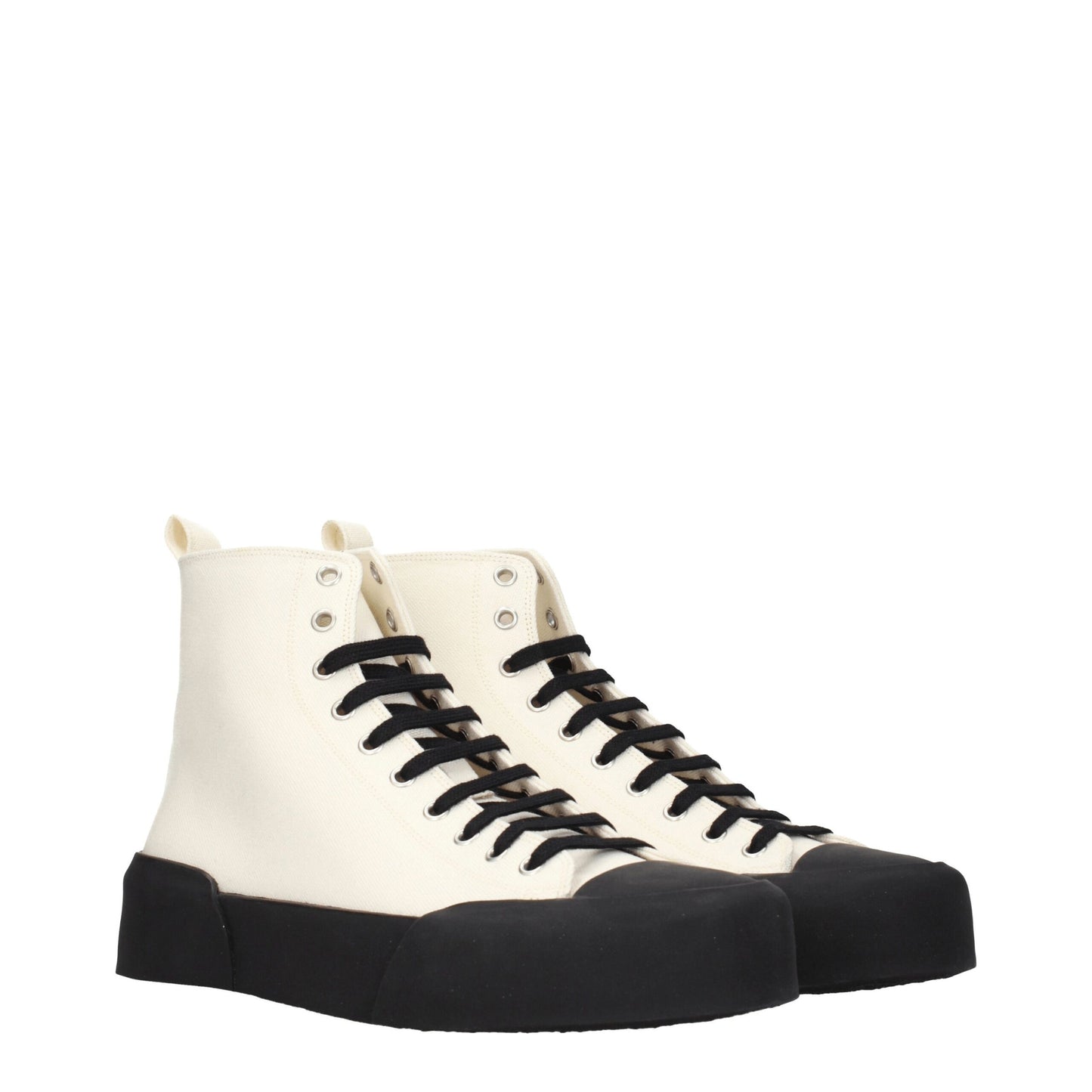 Jil Sander Beige Fabric High-Top Sneakers