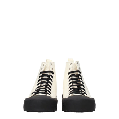 Jil Sander Beige Fabric High-Top Sneakers