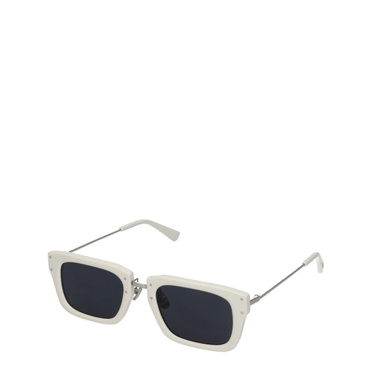 White Acetate Square Sunglasses with Dark Lenses