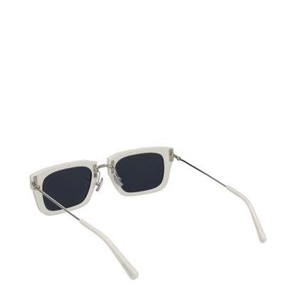 White Acetate Square Sunglasses with Dark Lenses