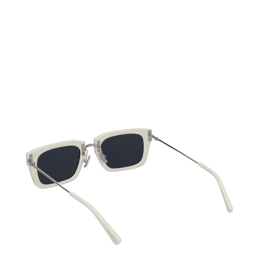 White Acetate Square Sunglasses with Dark Lenses