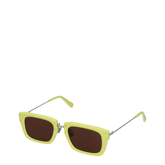 Square Acetate Sunglasses - Yellow Designer Eyewear with Dark Lenses