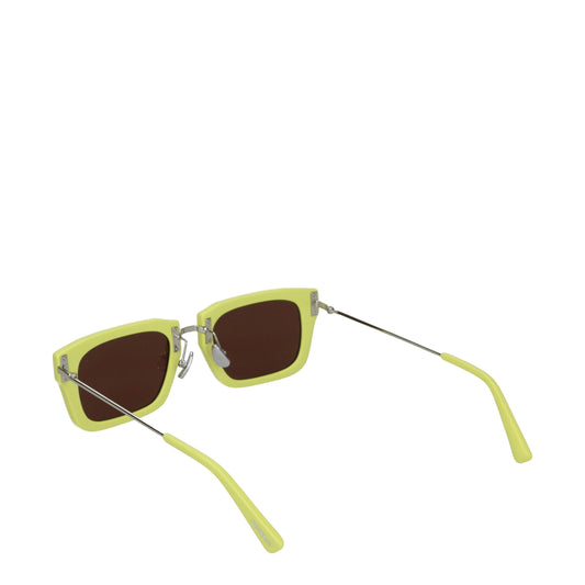 Square Acetate Sunglasses - Yellow Designer Eyewear with Dark Lenses