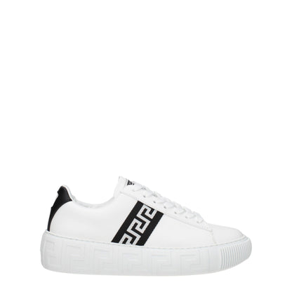 White Leather Low-Top Sneakers with Logo Detail
