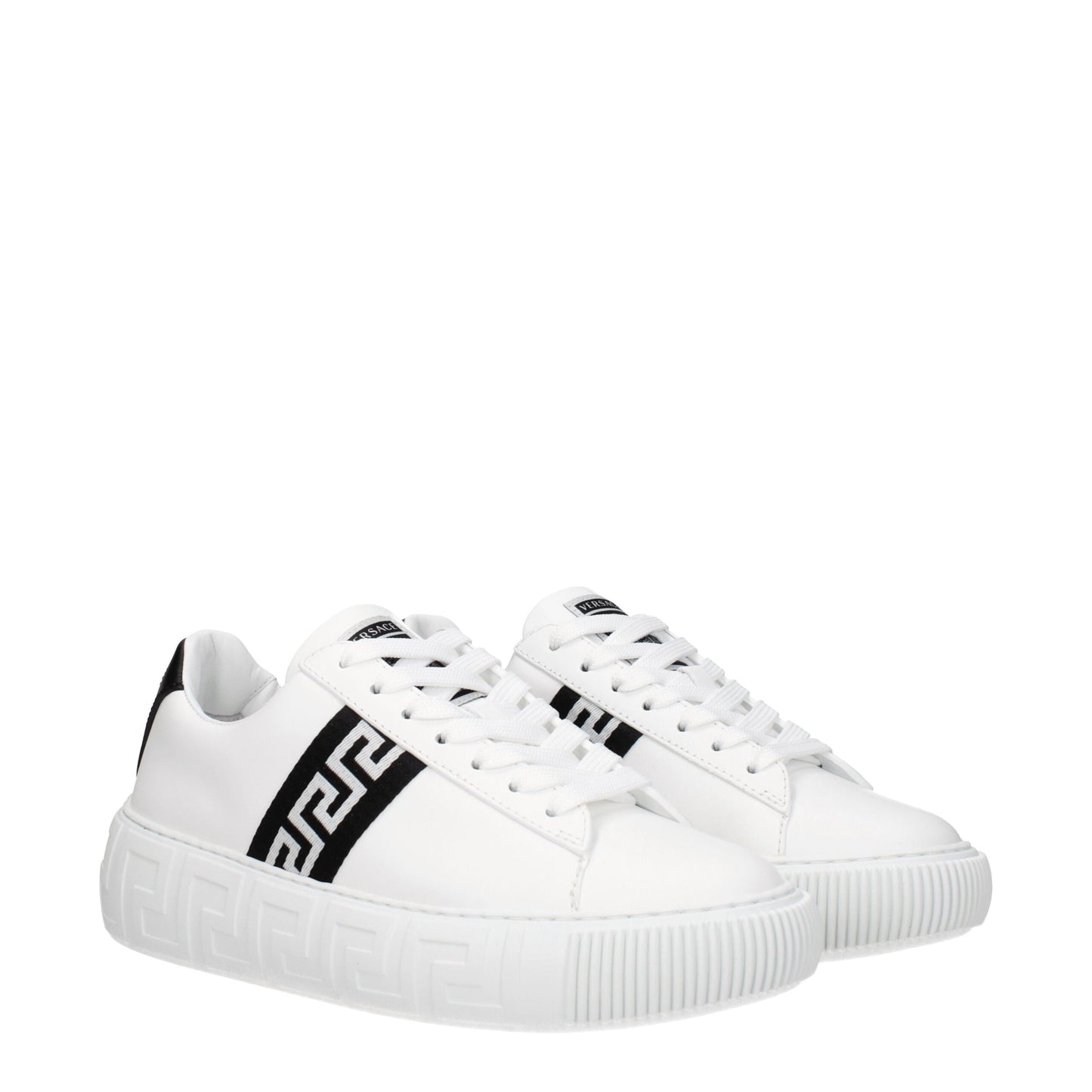 White Leather Low-Top Sneakers with Logo Detail