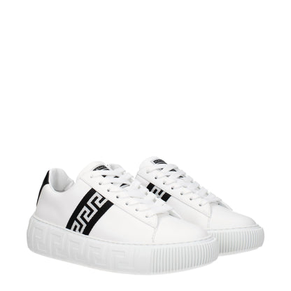 White Leather Low-Top Sneakers with Logo Detail