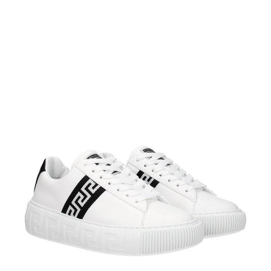 White Leather Low-Top Sneakers with Logo Detail