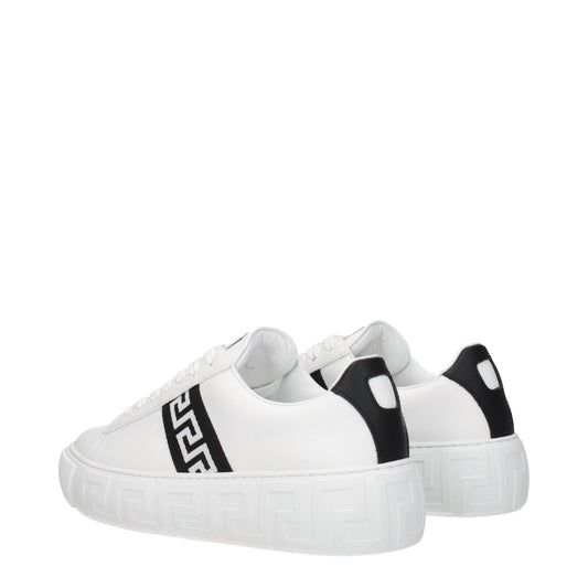White Leather Low-Top Sneakers with Logo Detail