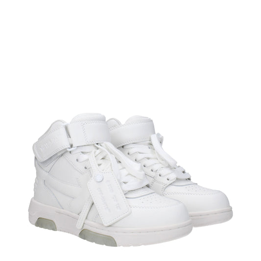 Premium Leather High-Top Sneakers - White