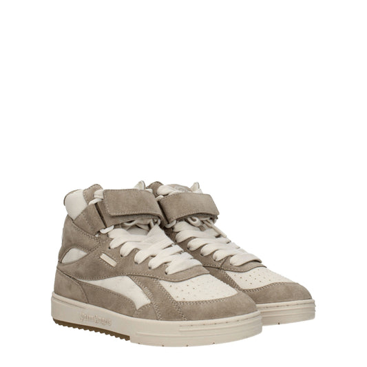 Palm Angels Beige Leather High-Top Sneakers