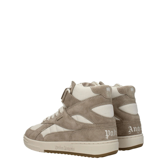 Palm Angels Beige Leather High-Top Sneakers