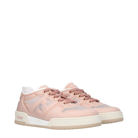 Pink Mesh Sneakers with Logo Details