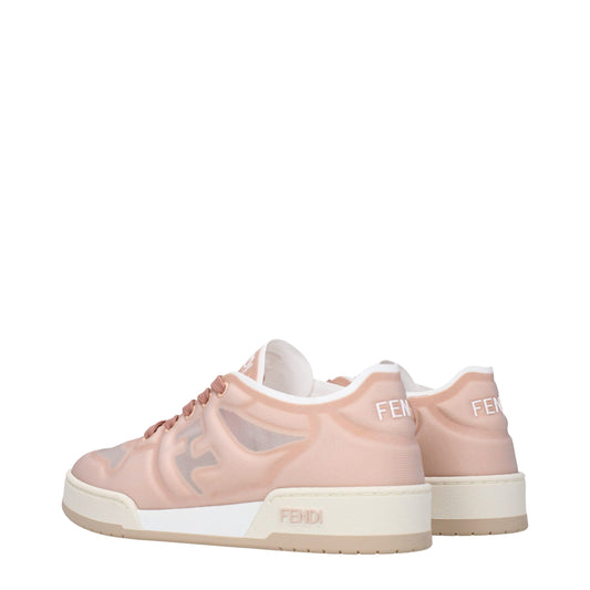 Pink Mesh Sneakers with Logo Details
