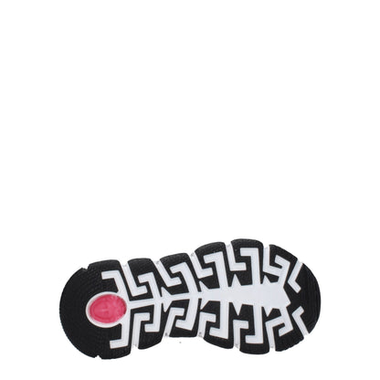 White Fabric Athletic Sneakers with Logo Details