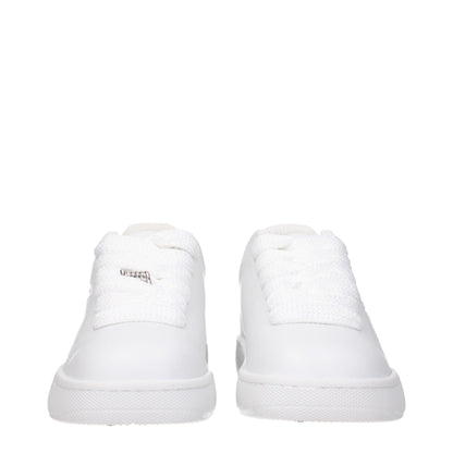 White Leather Low-Top Sneakers with Side Logo