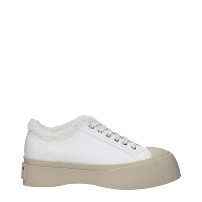 White Leather Low-Top Sneakers with Logo Details
