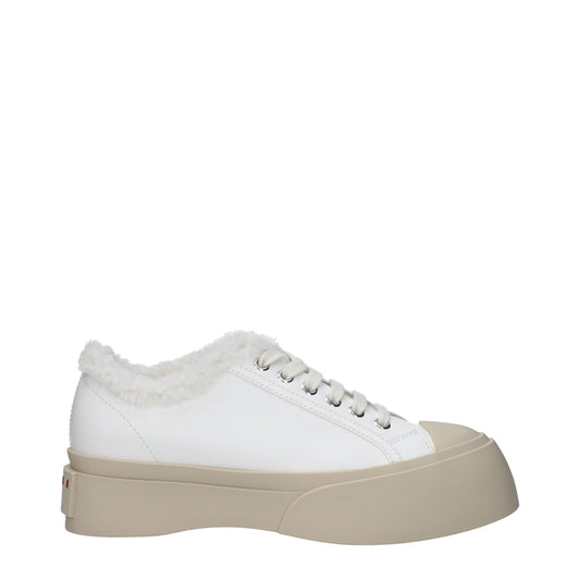 White Leather Low-Top Sneakers with Logo Details