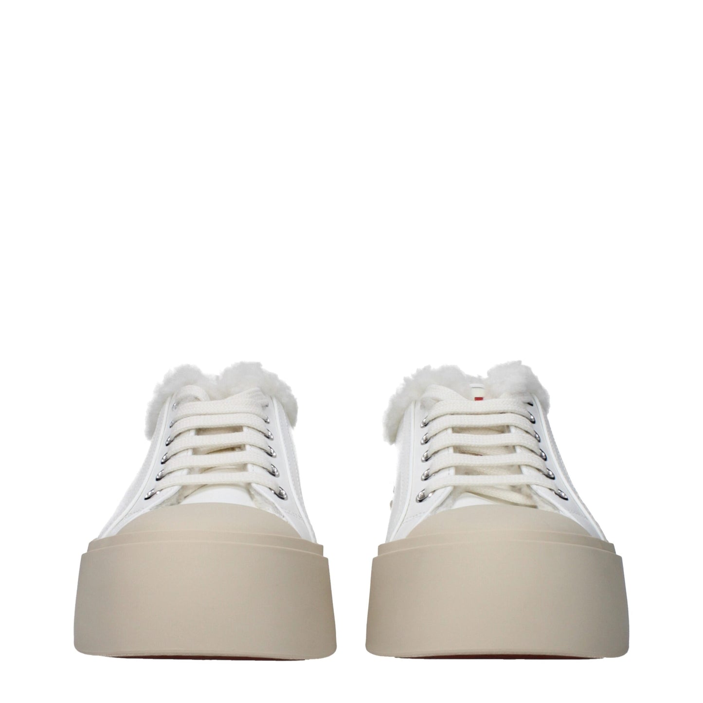 White Leather Low-Top Sneakers with Logo Details