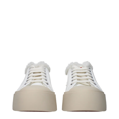 White Leather Low-Top Sneakers with Logo Details