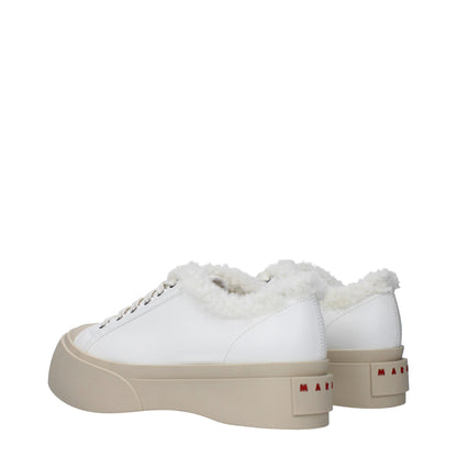 White Leather Low-Top Sneakers with Logo Details