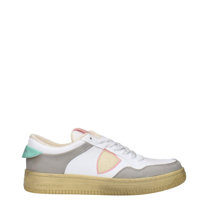White Leather Low-Top Sneakers with Vintage Details