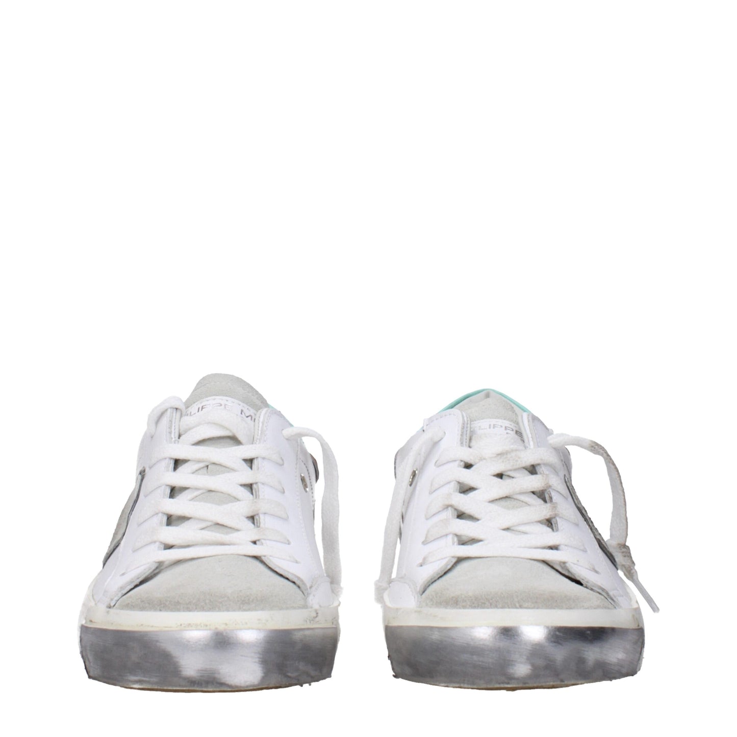 White Leather Low-Top Sneakers with Vintage Details