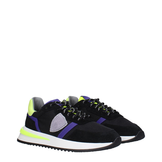 Black Fabric Athletic Sneakers with Vintage Effect