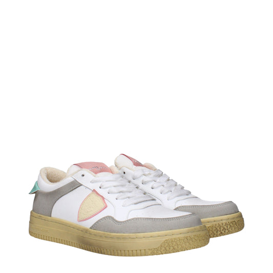 White Leather Low-Top Sneakers with Vintage Details