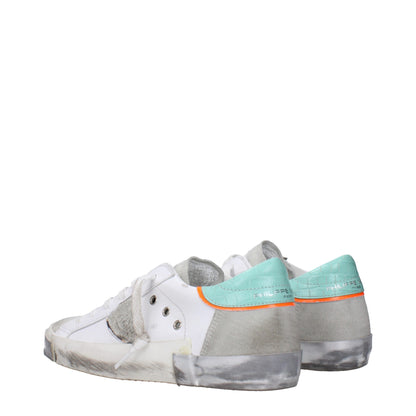 White Leather Low-Top Sneakers with Vintage Details