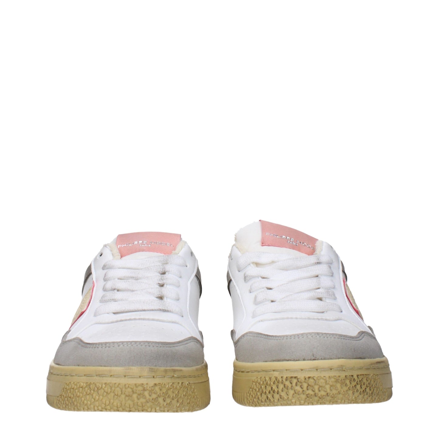 White Leather Low-Top Sneakers with Vintage Details