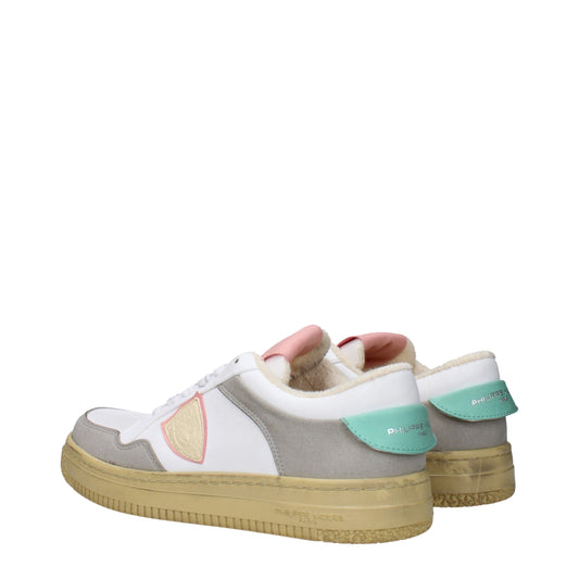 White Leather Low-Top Sneakers with Vintage Details