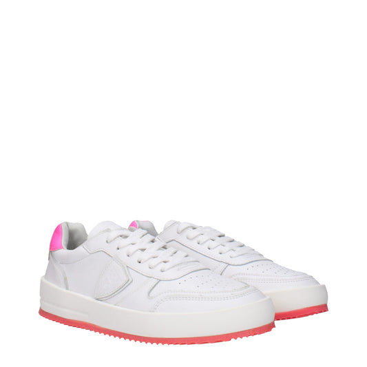 White Leather Sneakers with Vintage Effect