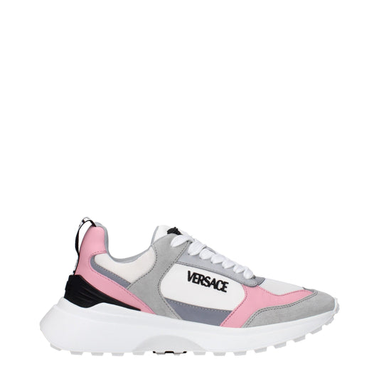White Fabric Sneakers with Logo Details