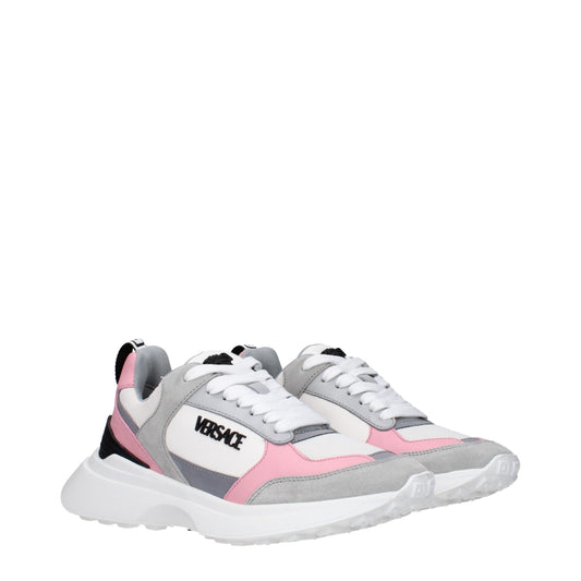 White Fabric Sneakers with Logo Details