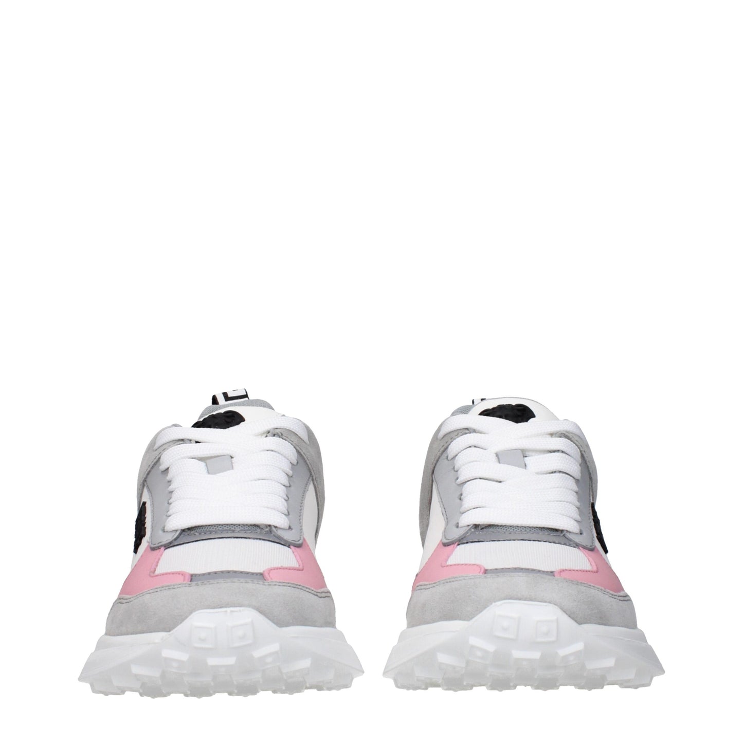 White Fabric Sneakers with Logo Details