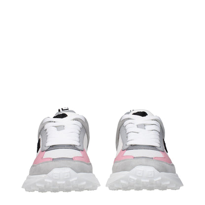 White Fabric Sneakers with Logo Details